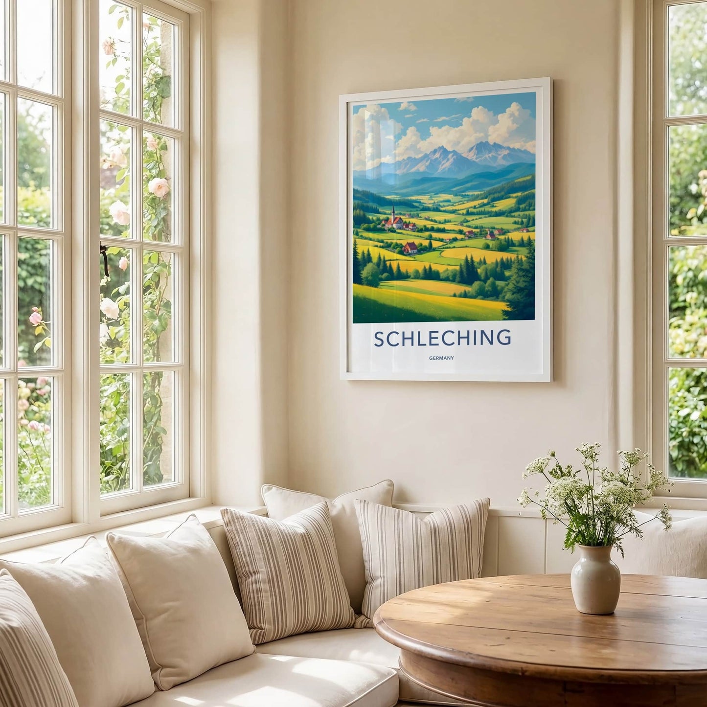 Schleching Poster - Germany Travel Art - Green Alpine Village Home Decor