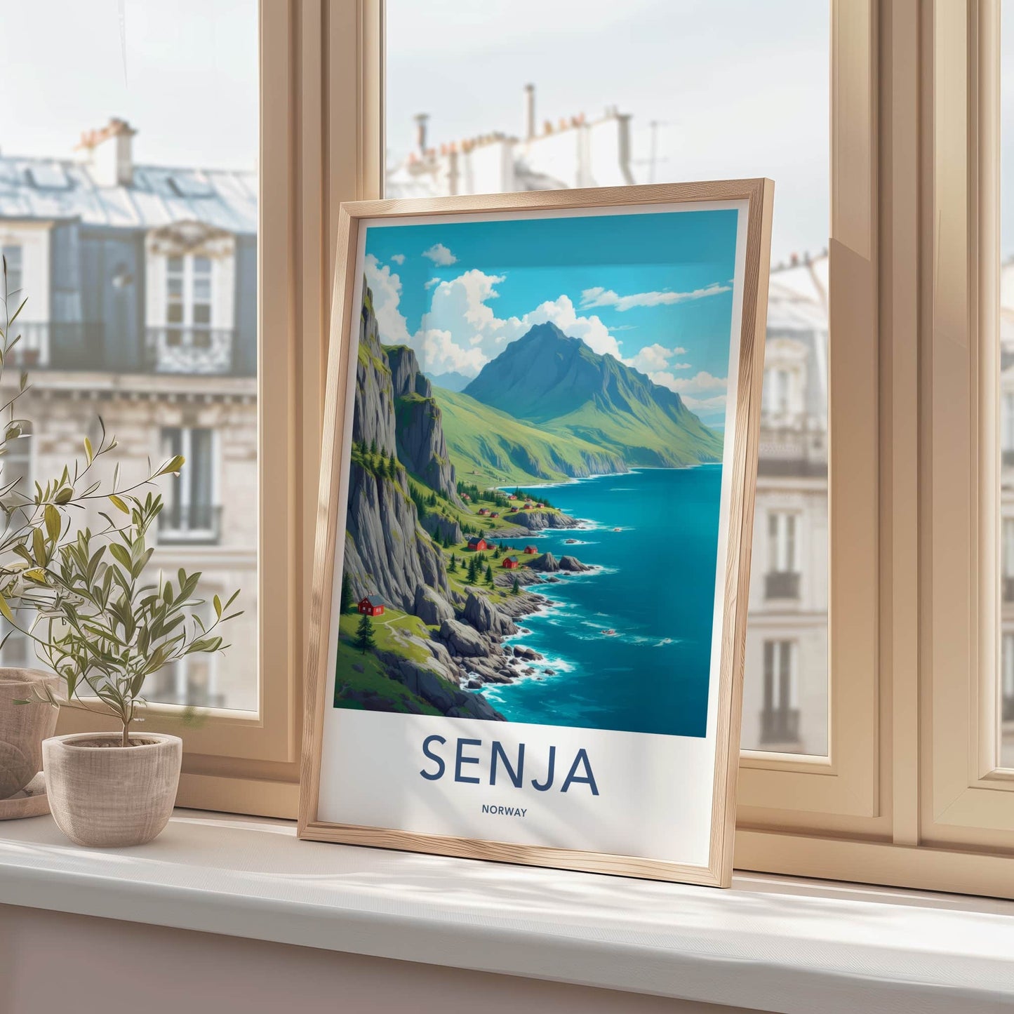 Senja Poster - Norway Travel Art - Scenic Island Village Home Decor