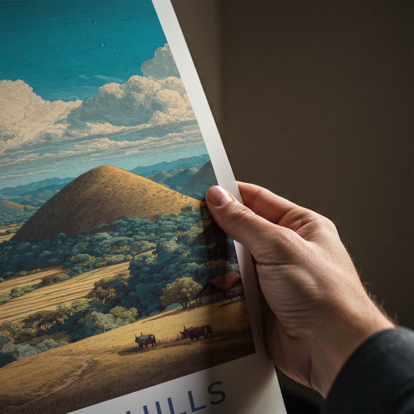 Chocolate Hills Poster Philippines Rolling Hills Palm Tree
