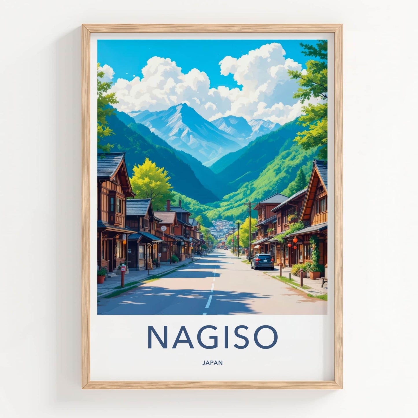 Nagiso Poster - Japan Travel Art - Mountain Valley Town Home Decor