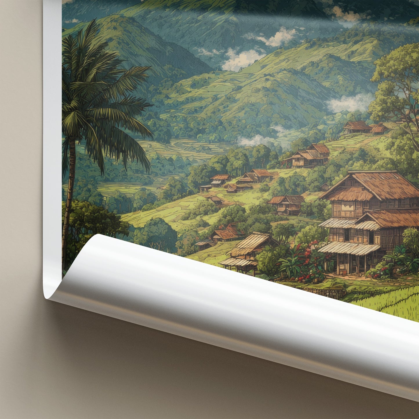 Mon Poster - India Nagaland Hillside Village Art