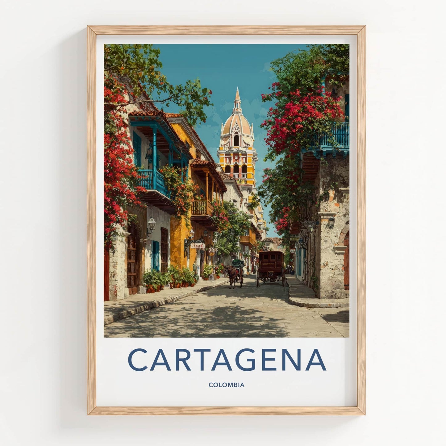 Cartagena Poster Colombia Travel Horse Carriage Art