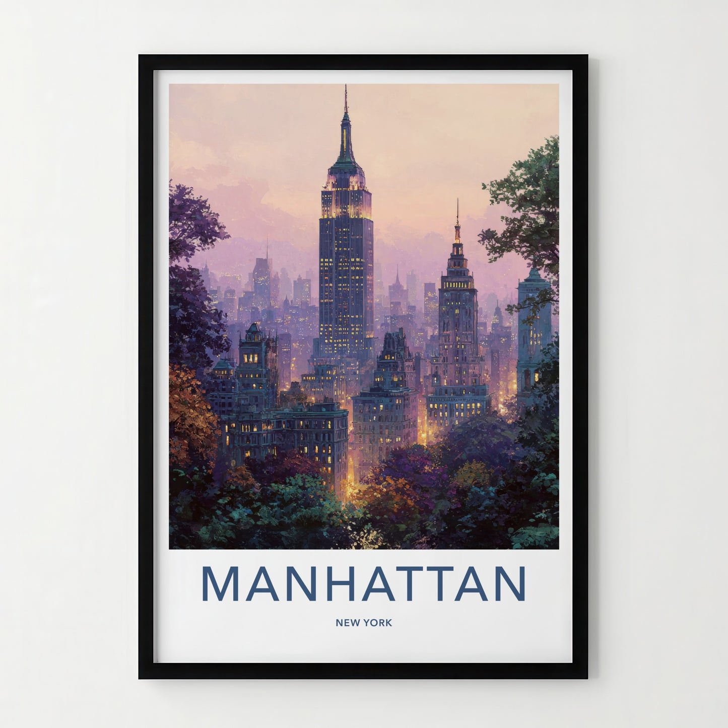 Manhattan Poster New York Empire Building City Travel Art