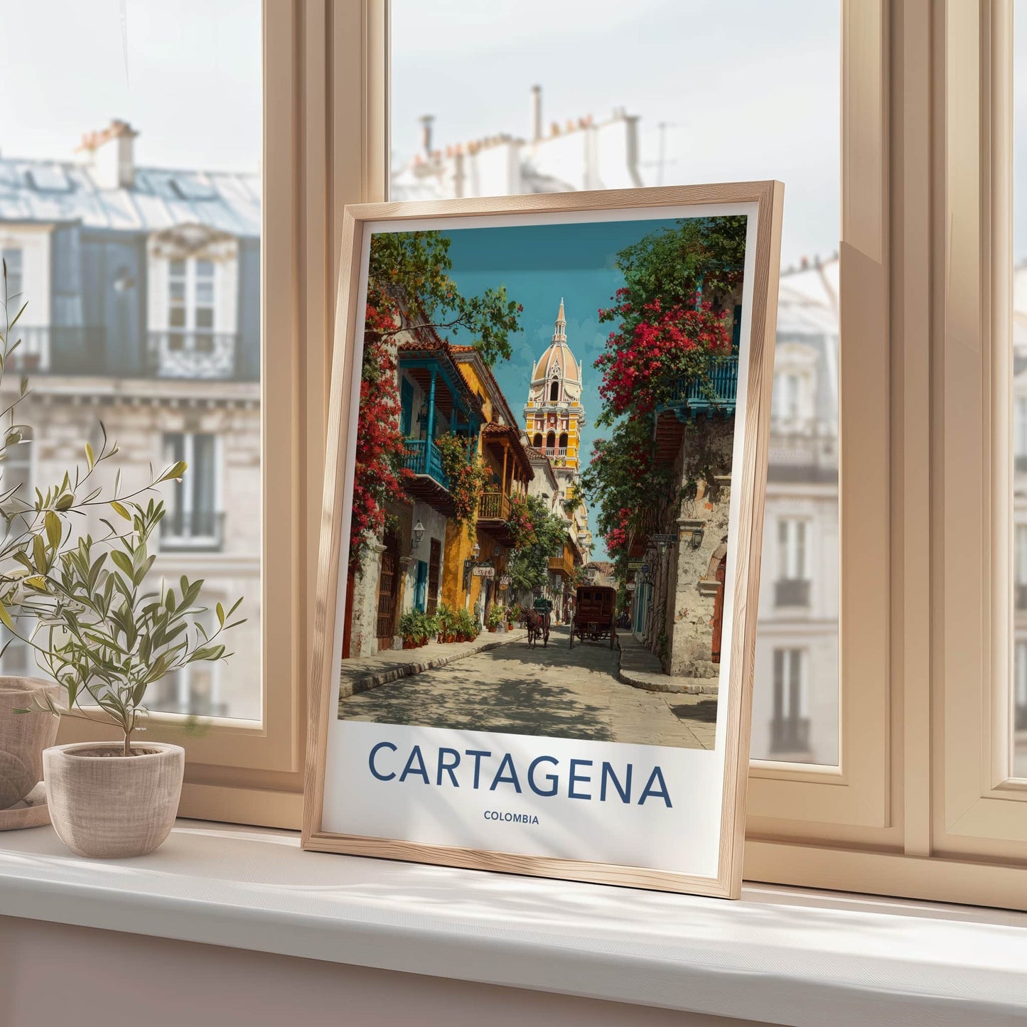 Cartagena Poster Colombia Travel Horse Carriage Art