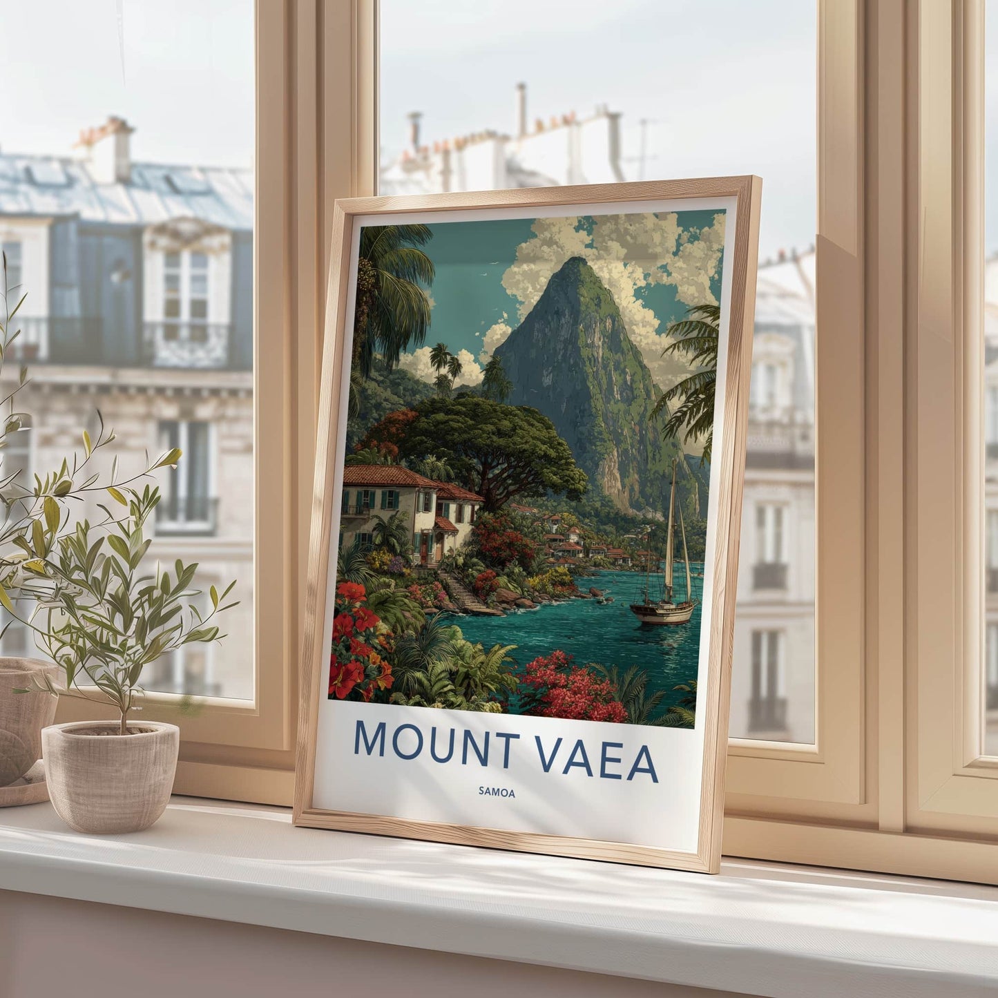 Mount Vaea Poster Samoa Tropical Waterside Village