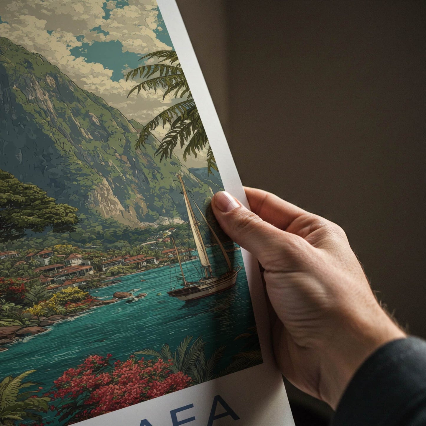 Mount Vaea Poster Samoa Tropical Waterside Village