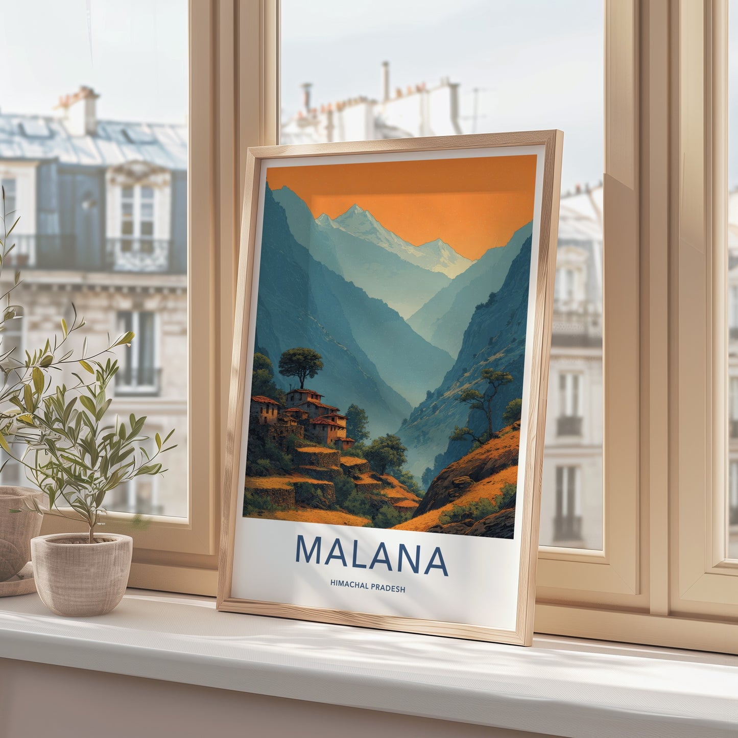 Malana Poster - Himachal Pradesh Valley Village Houses Art
