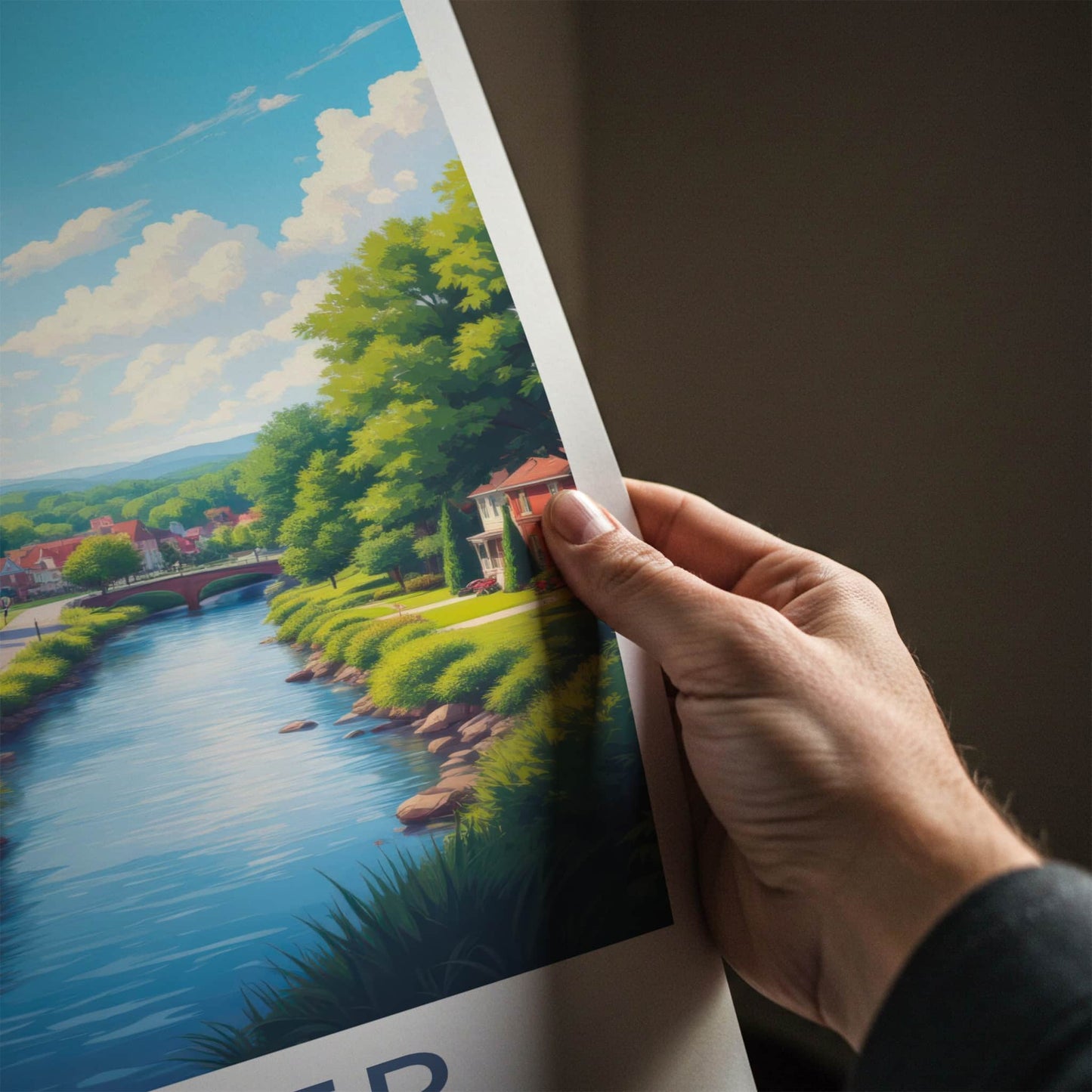 Dexter Poster - Michigan Art Print - Peaceful River Village Home Decor