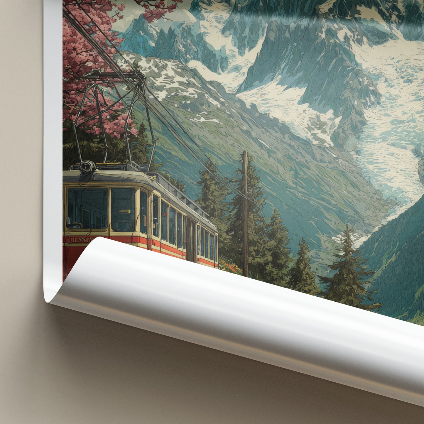 Mont Blanc Poster France Travel Art Mountain Train