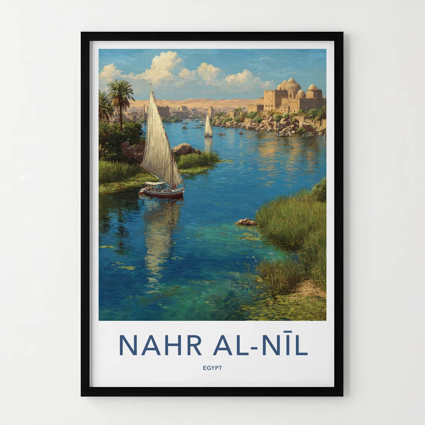 Nile River Poster Egypt Sailboat Riverbank Fort