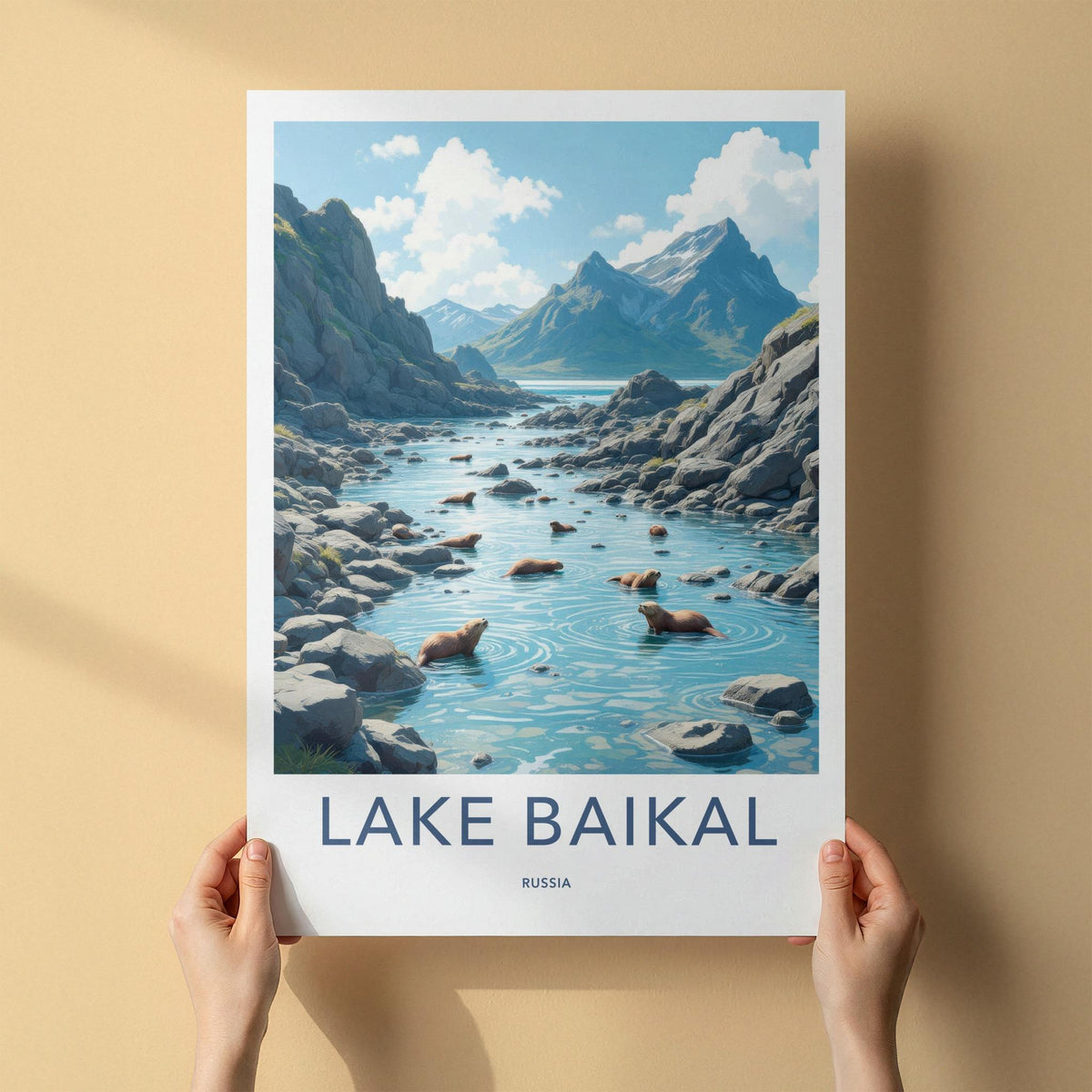 Lake Baikal Poster - Russia Wall Art With Scenic Mountain Scenery