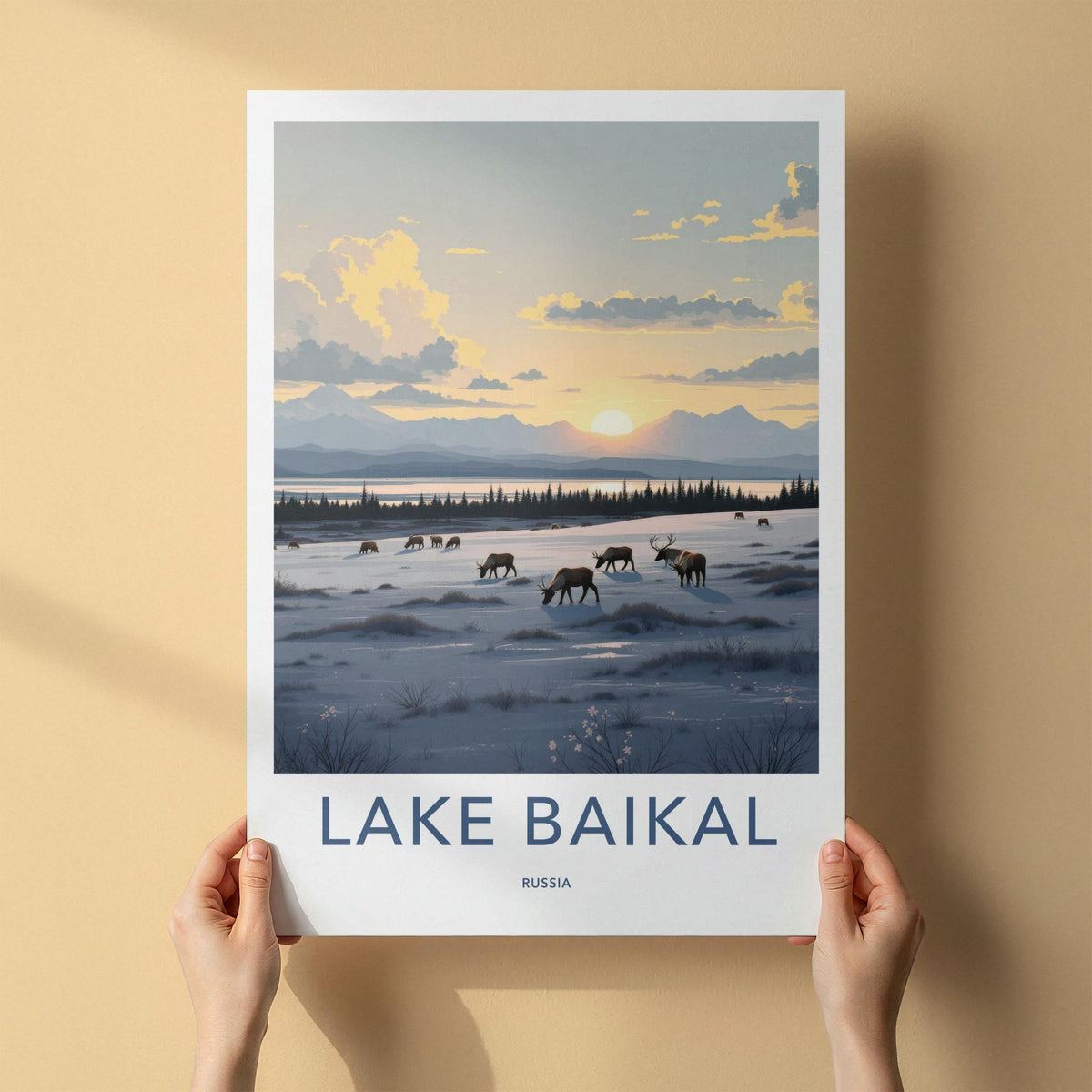 Lake Baikal Poster - Scenic Russia Wall Art With Mountain Sunset