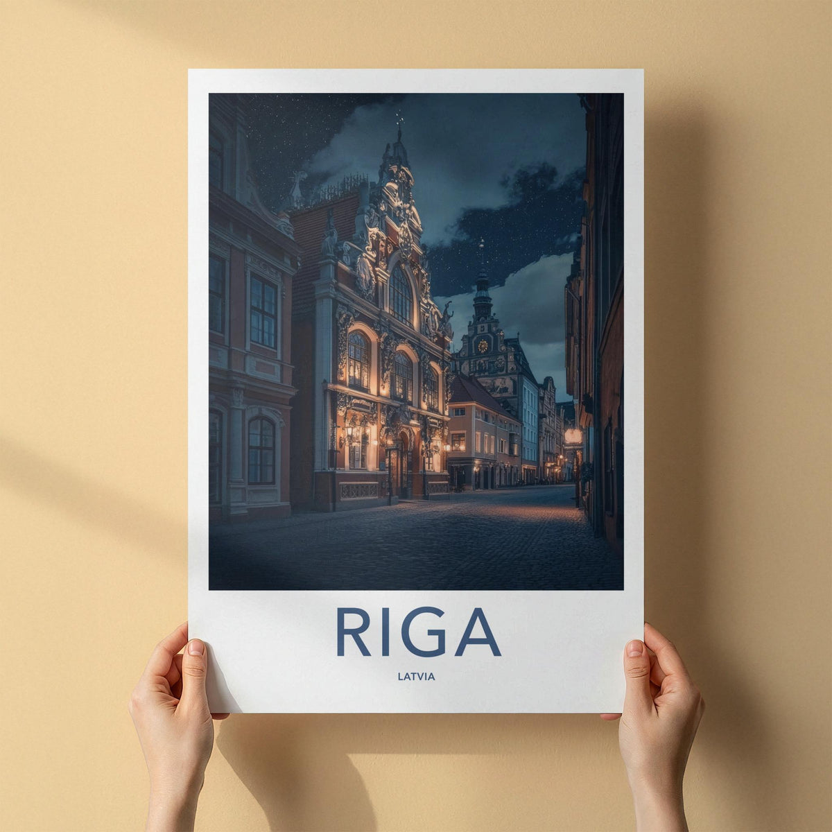 Riga Wall Art - Illuminated Old Town Print
