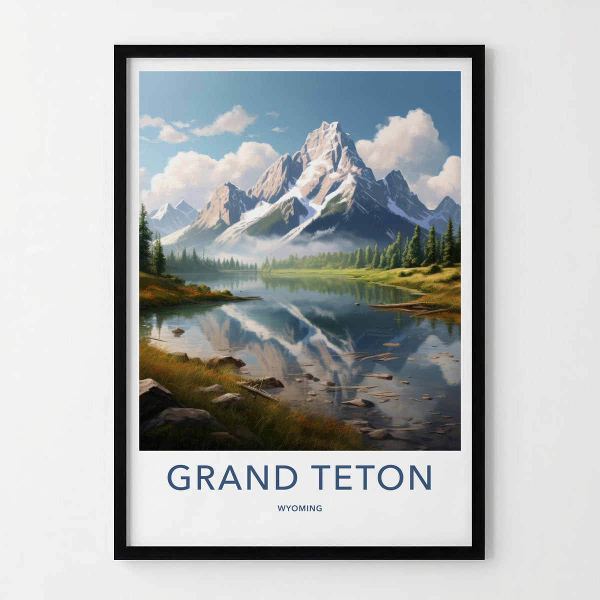 Wyoming Poster - Scenic Mountain Wall Art With Serene Lake Landscape