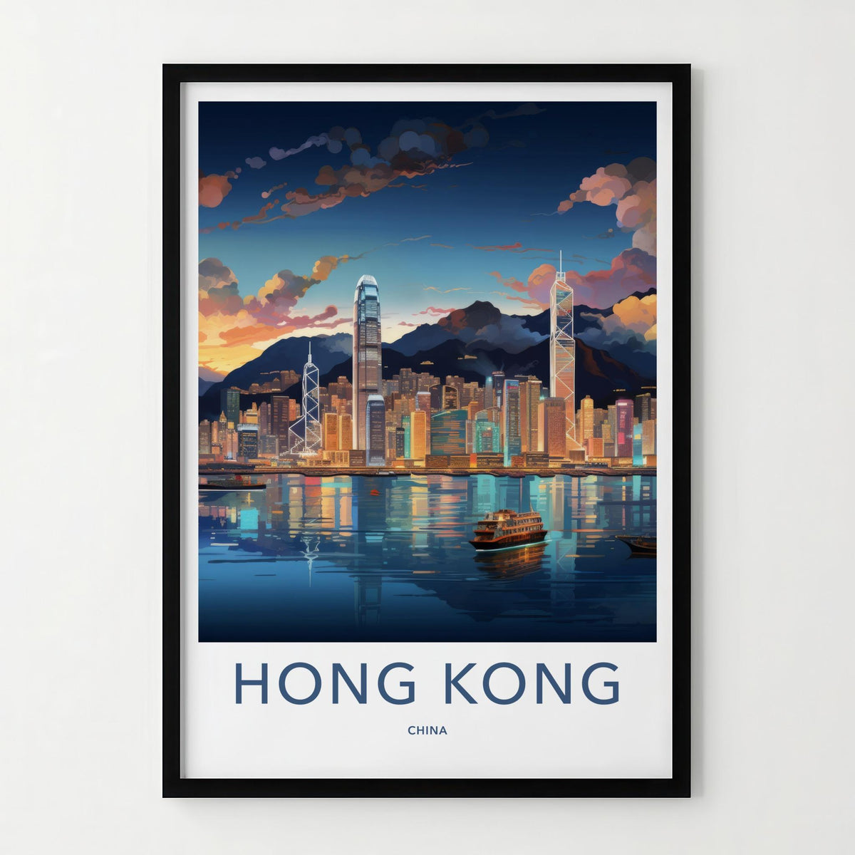 Hong Kong Poster - Cityscape Art & Victoria Harbour Urban Landscape