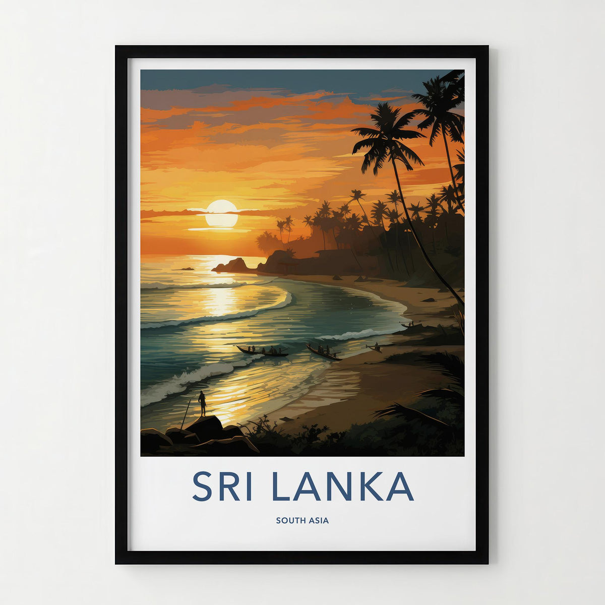Sri Lanka Poster - Tropical Wall Decor With Sunset Beach Scene Print