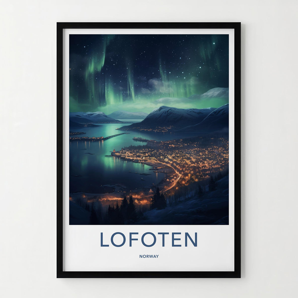 Lofoten Poster - Norway Wall Art Featuring Northern Lights & Winter