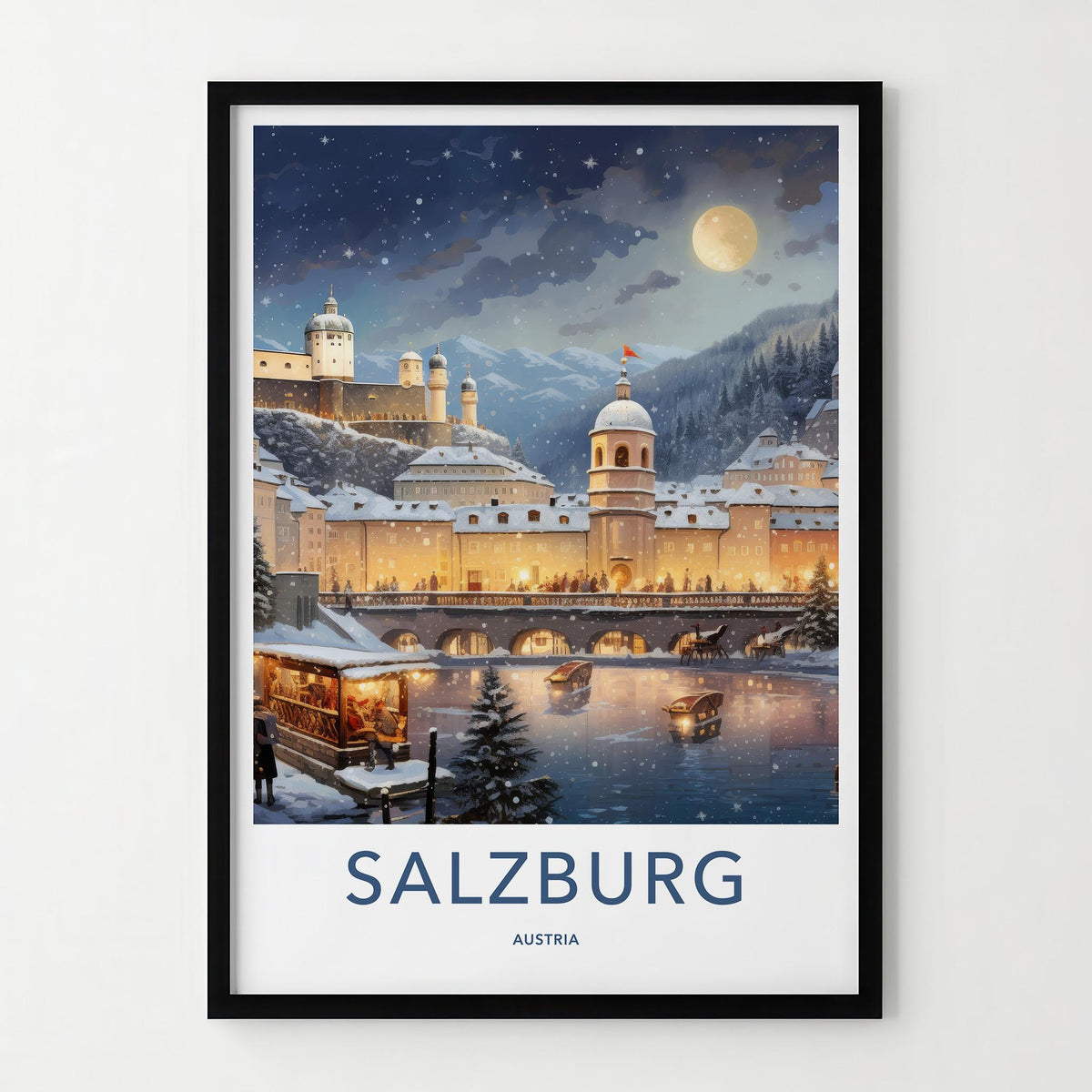 Salzburg Poster - Austria Wall Art With Snowy Landscape And Baroque