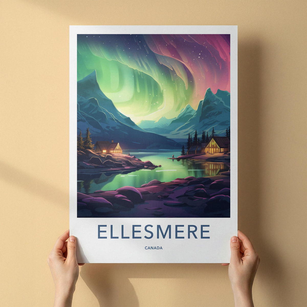 Ellesmere Canada Poster - Arctic Landscape Print With Northern Lights