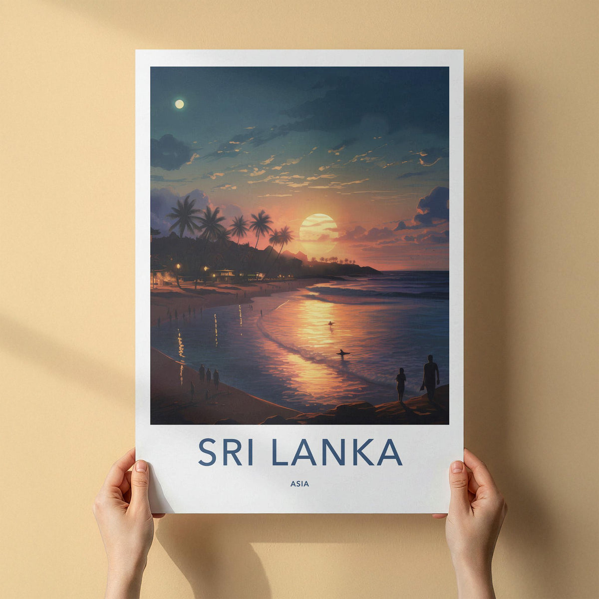Sri Lanka Poster - Tropical Sunset Print With Palm Tree Wall Decor