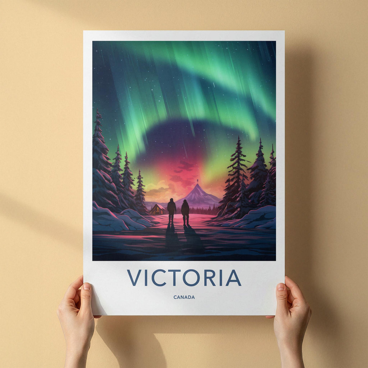 Victoria Canada Poster - Northern Lights Print With Mountain