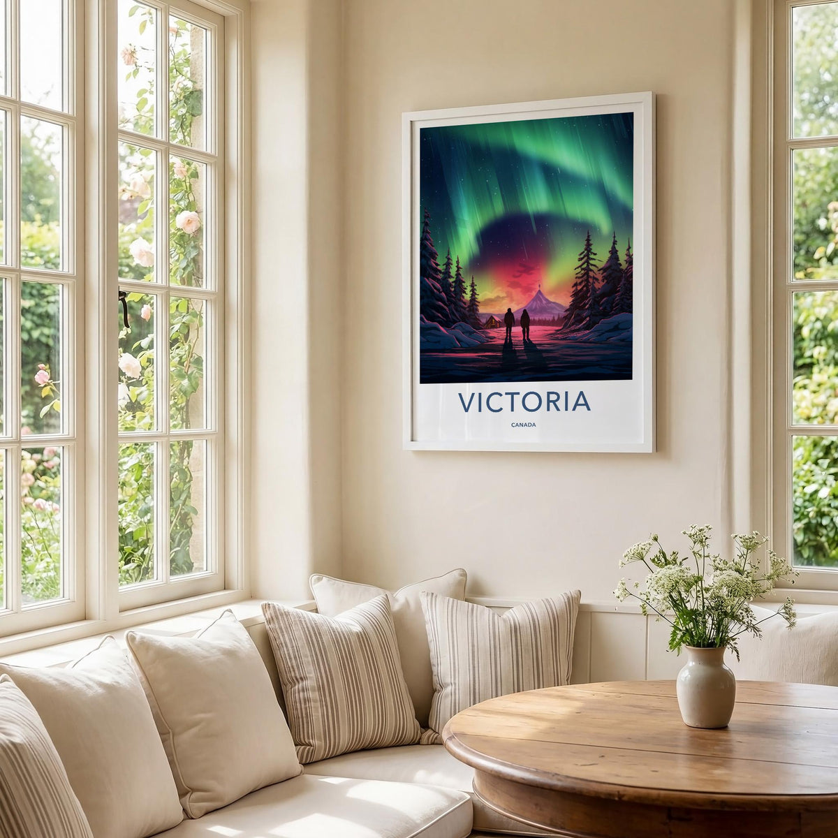 Victoria Canada Poster - Northern Lights Print With Mountain
