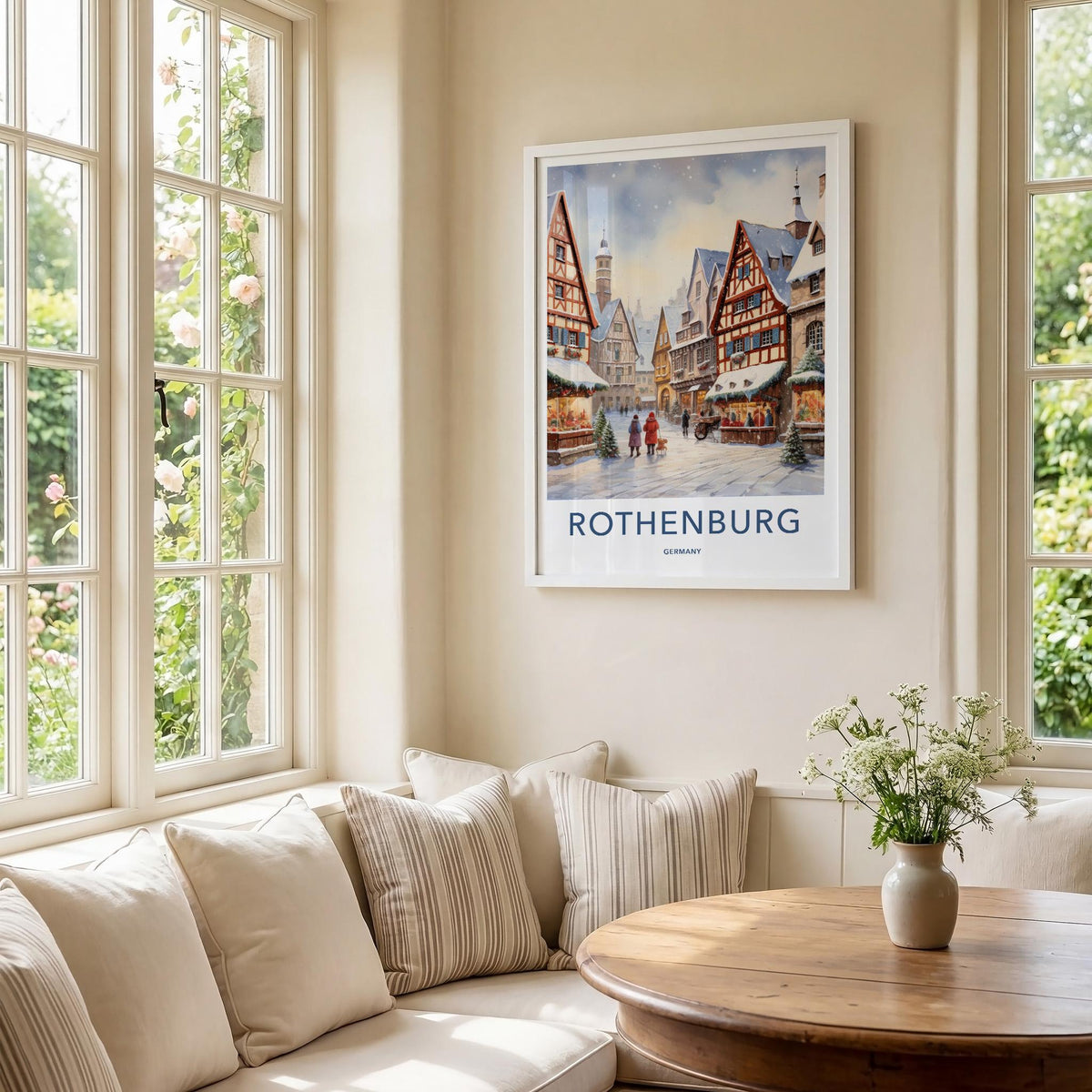 Rothenburg Poster - Medieval Town Print With Cobblestone Street Art