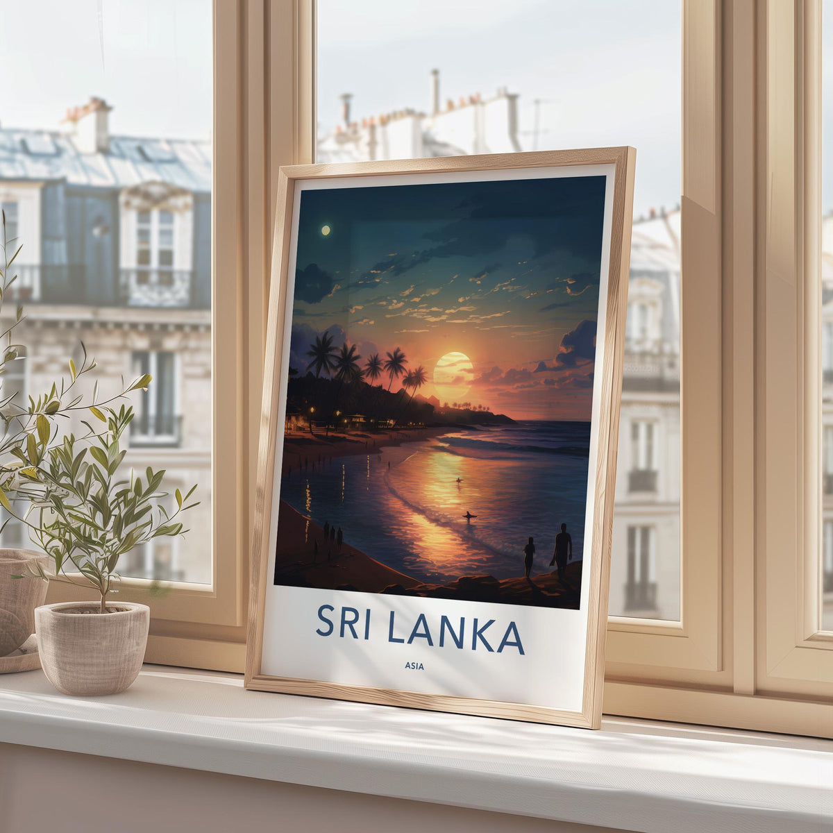 Sri Lanka Poster - Tropical Sunset Print With Palm Tree Wall Decor