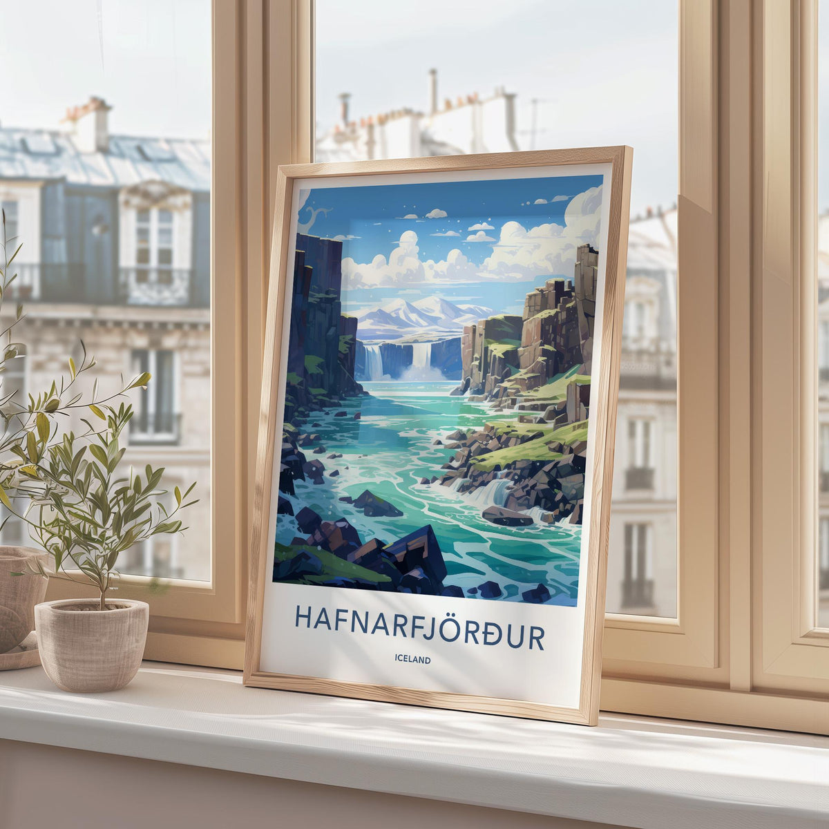 Hafnarfjörður Poster - Iceland Wall Art With Serene Mountain