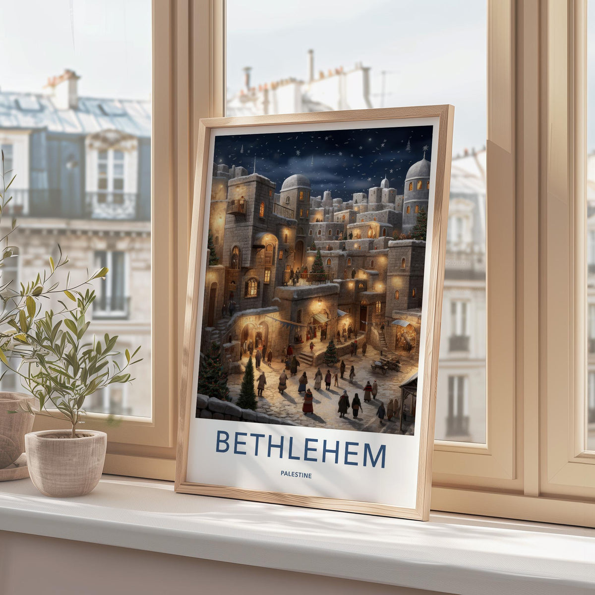 Bethlehem Wall Art - Historic City Poster with Ancient Architecture
