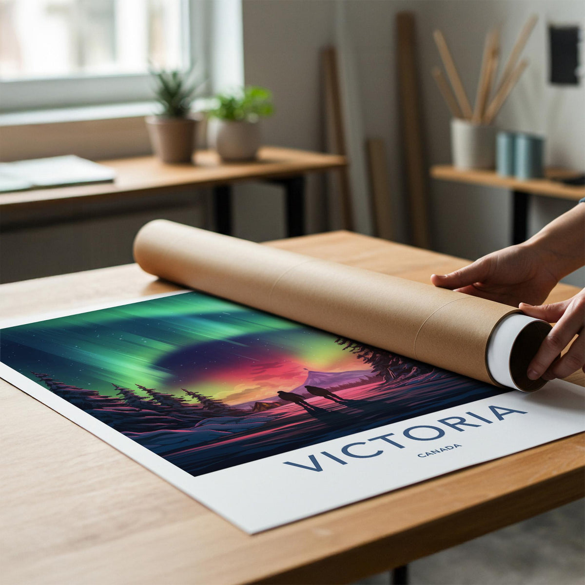 Victoria Canada Poster - Northern Lights Print With Mountain