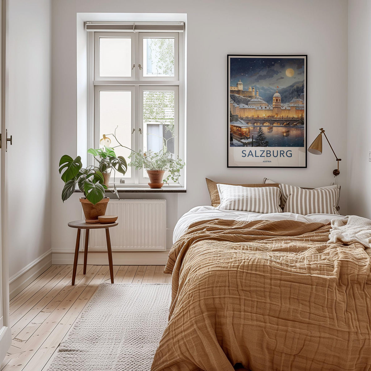 Salzburg Poster - Austria Wall Art With Snowy Landscape And Baroque