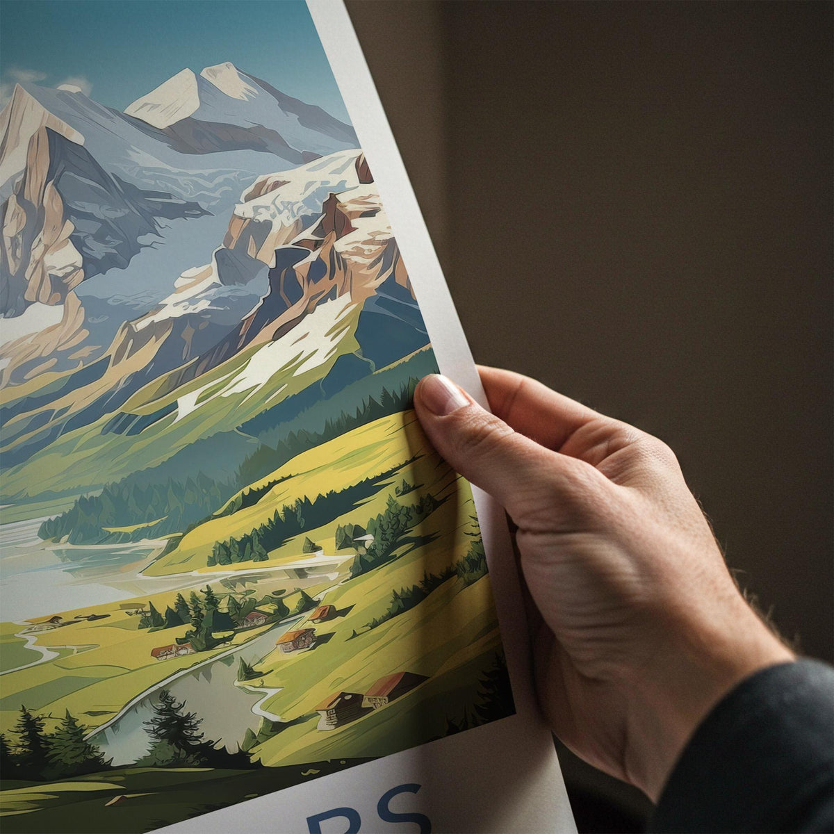 Swiss Alps Poster - Scenic Mountain Print With Alpine Village Artwork
