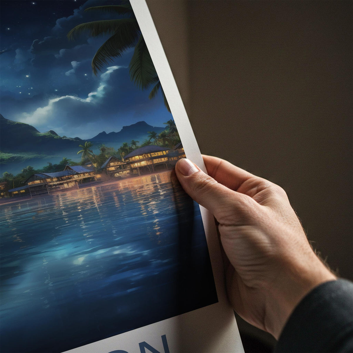 Kingston Jamaica Poster - Scenic Island Print With Moonlit Waterfront