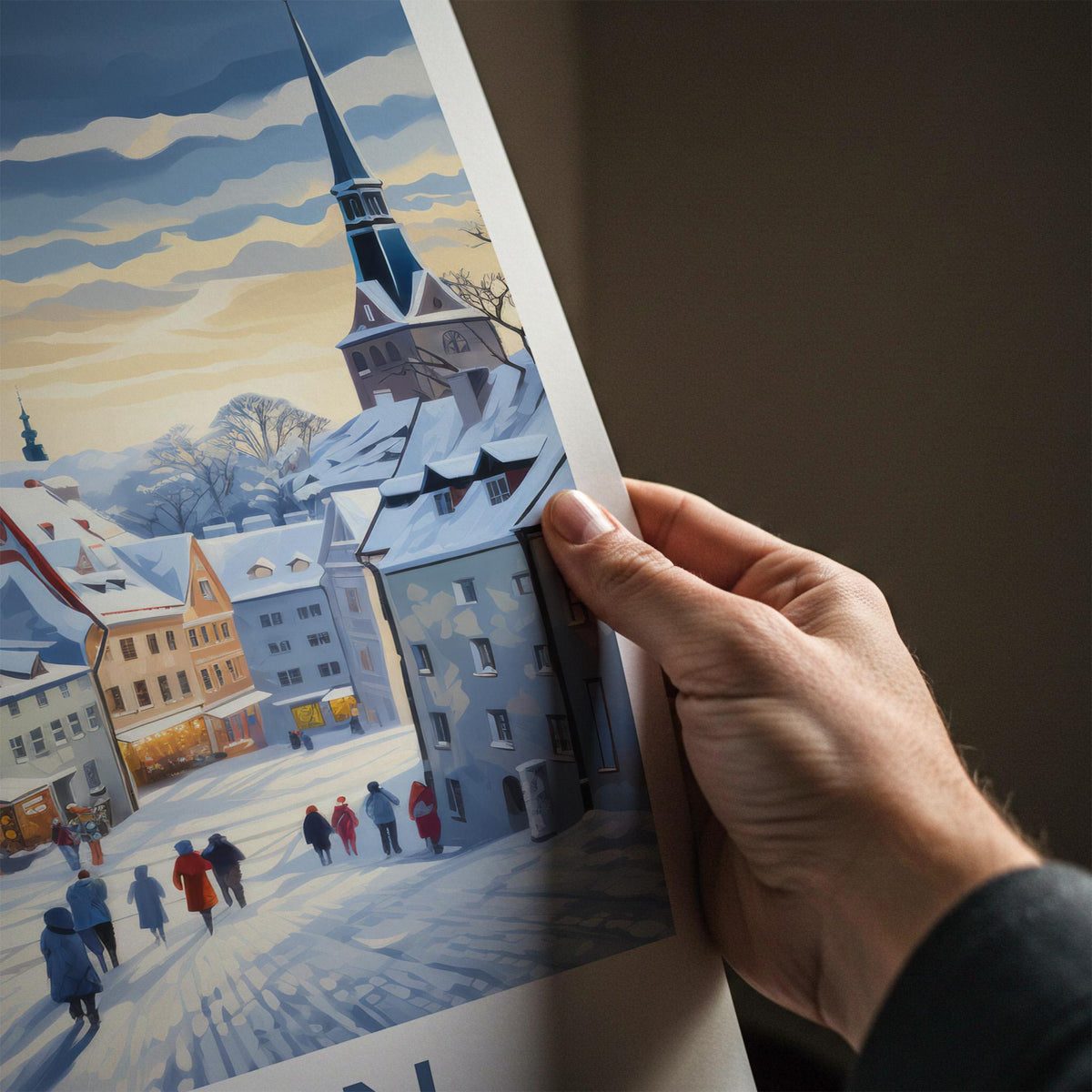 Tallinn Wall Art - Snowy Cityscape Art