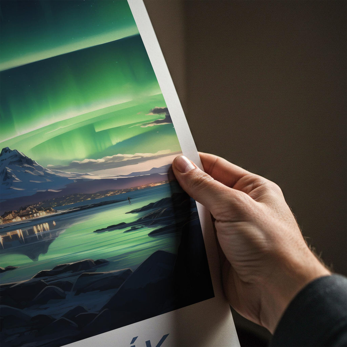 Reykjavik Poster - Iceland Wall Art With Northern Lights & Majestic