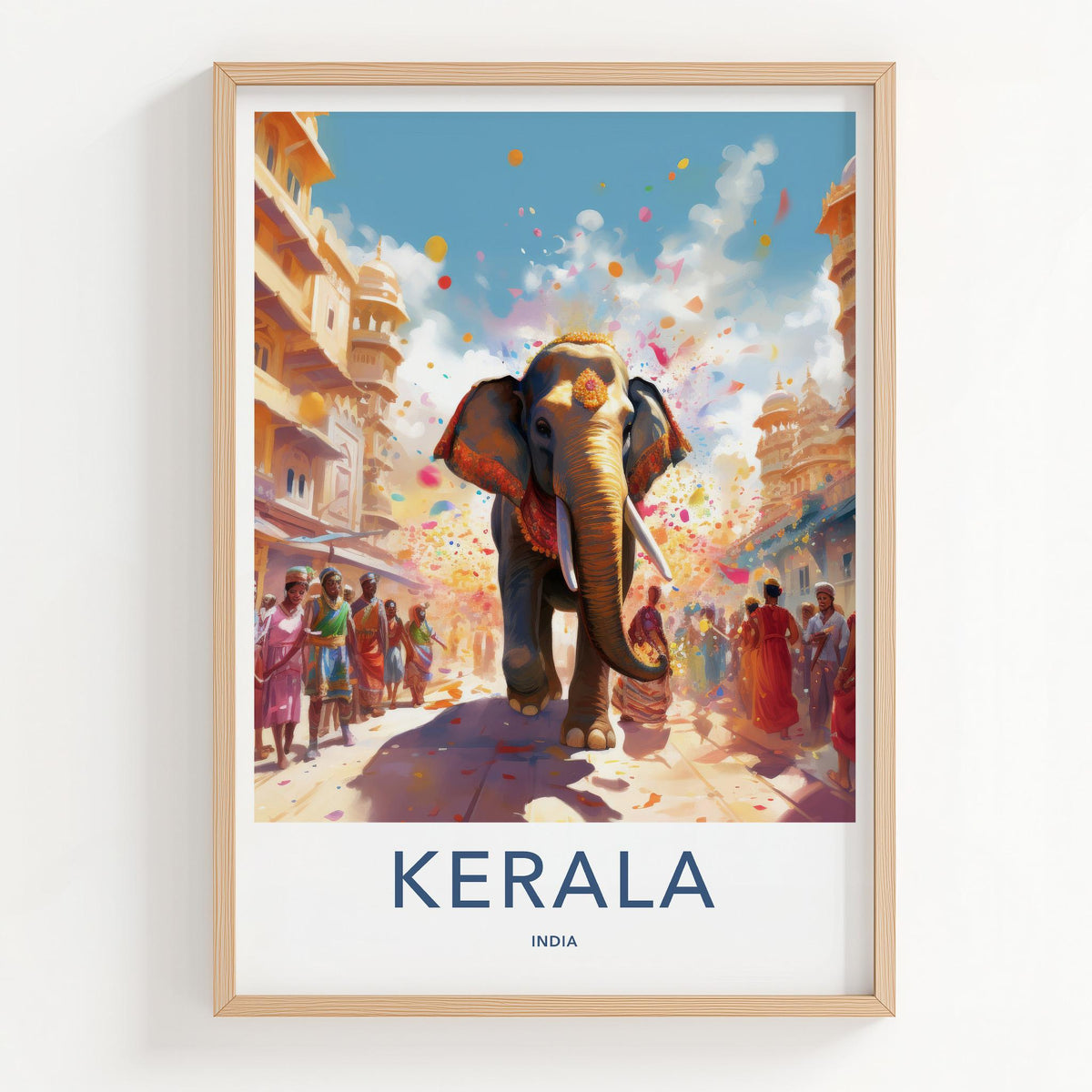 Kerala Wall Art - Vibrant Elephant Parade Poster