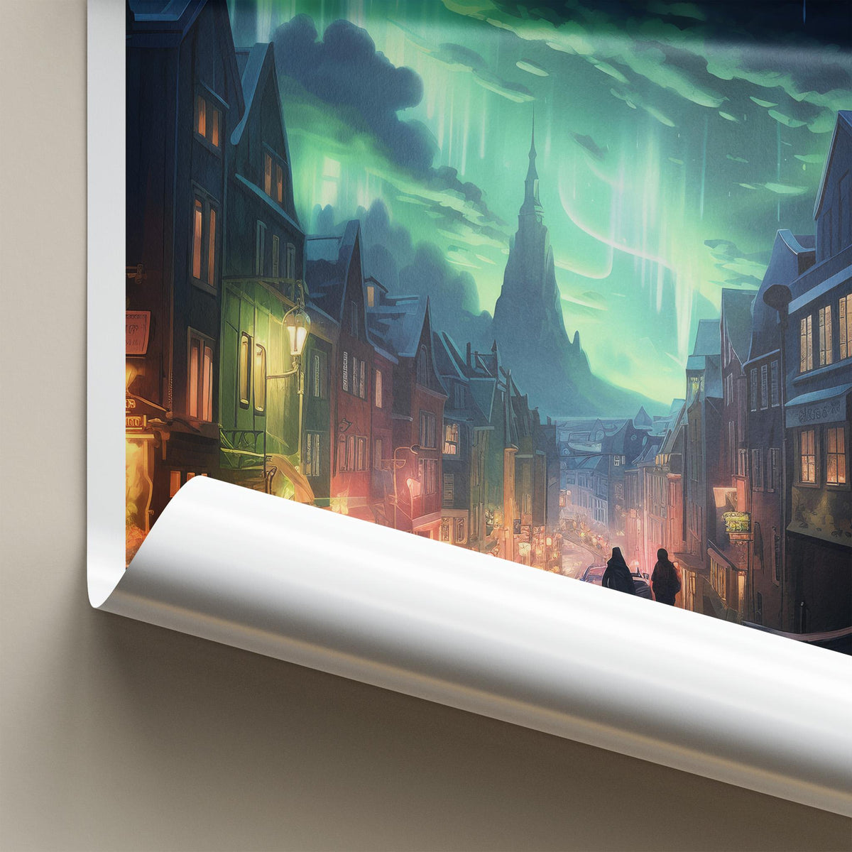 Reykjavik Poster - Iceland Wall Art With Northern Lights Print