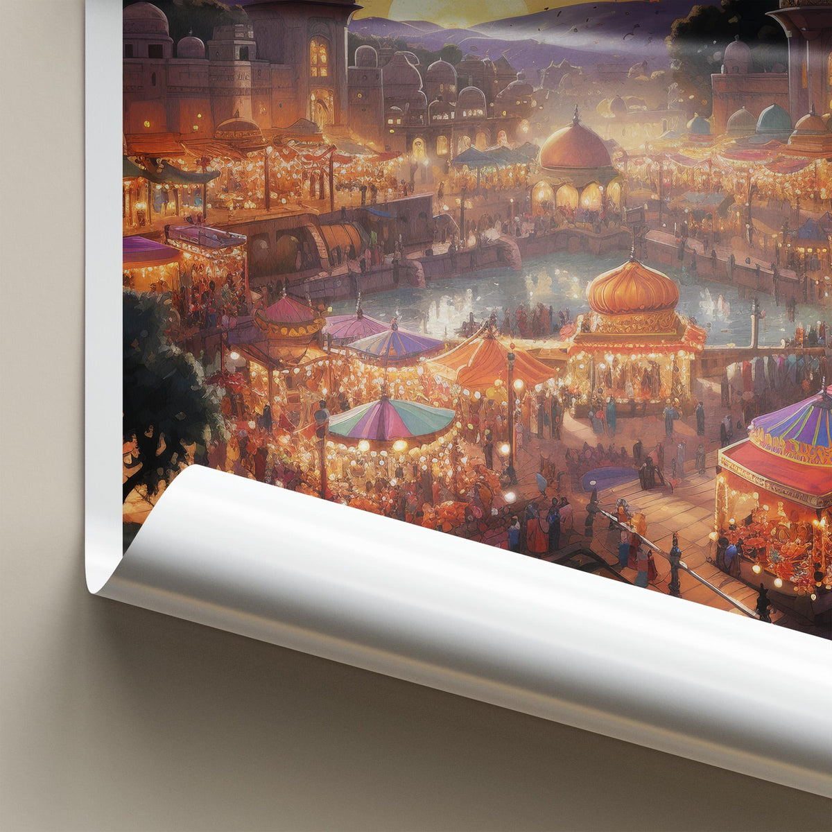 Mumbai Poster - Vibrant Market Scene & Historic Architecture Art Print