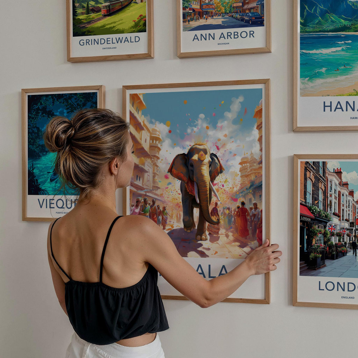 Kerala Wall Art - Vibrant Elephant Parade Poster