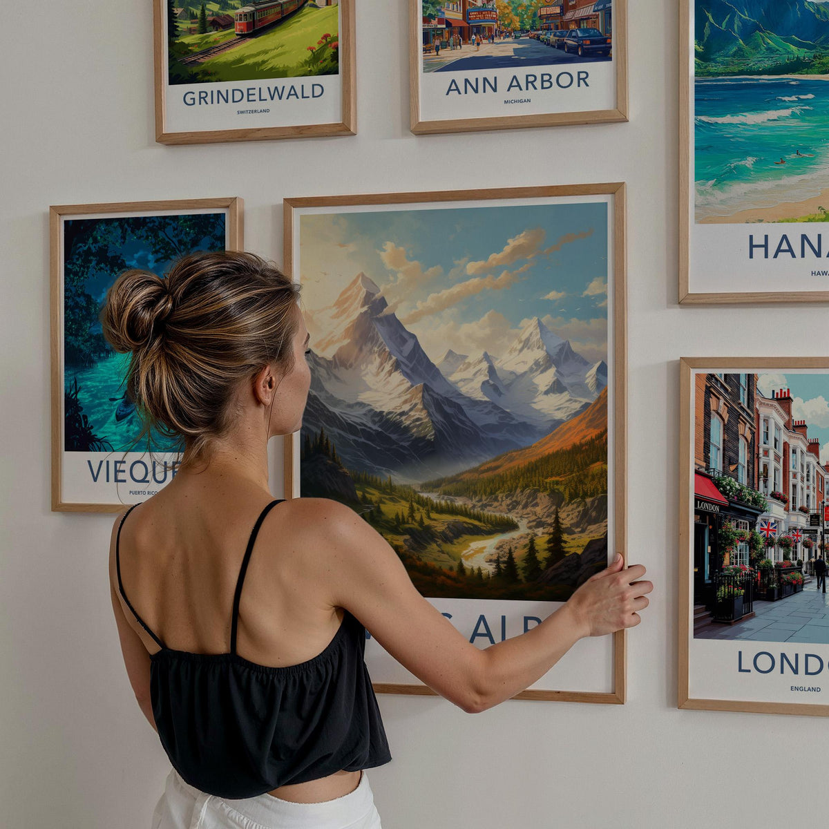 Swiss Alps Poster - Scenic Mountain Wall Art With Alpine Village