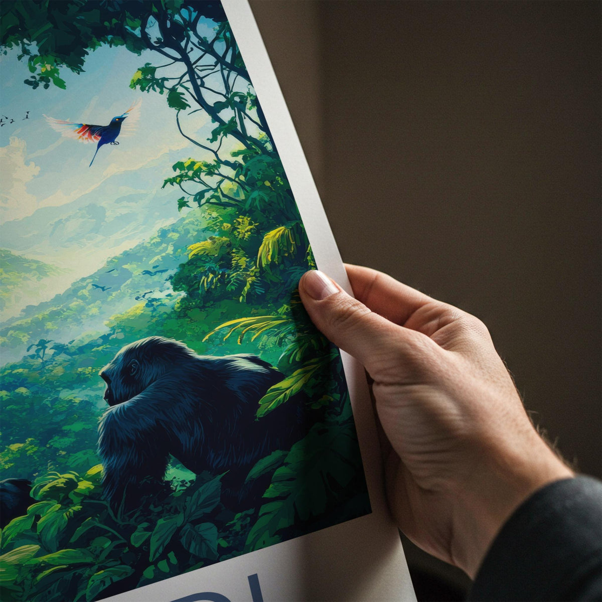 Bwindi National Park Poster - African Travel Art With Gorilla Wall