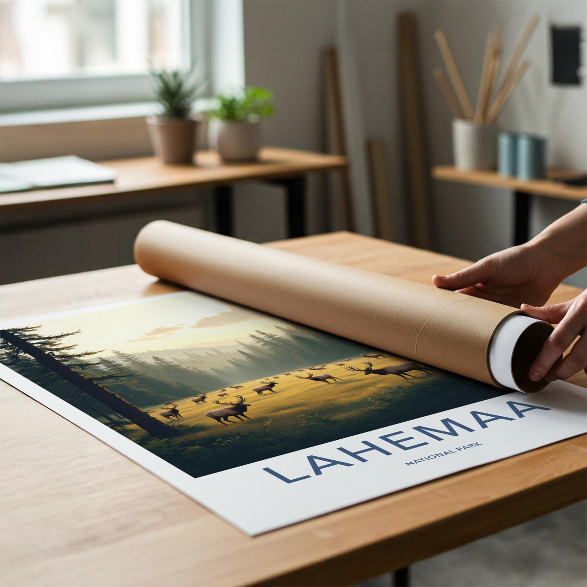 Lahemaa National Park Poster - Scenic Nature Wall Art with Elk Herd
