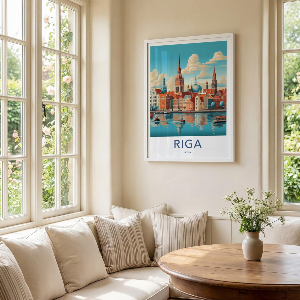Riga Poster - Latvia Wall Art Featuring Cityscape And Gothic Church