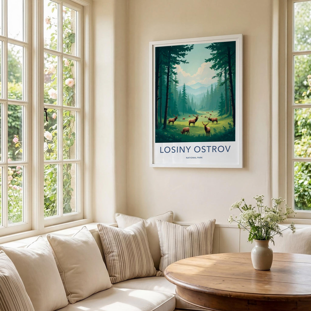 Losiny Ostrov Poster - Scenic National Park Art with Elk Forest Print