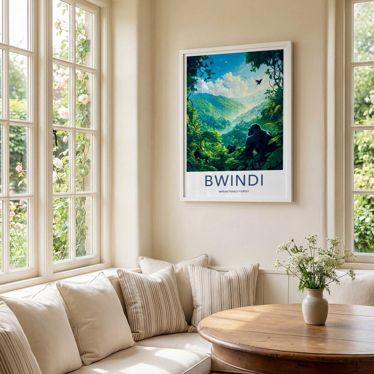 Bwindi National Park Poster - African Travel Art With Gorilla Wall