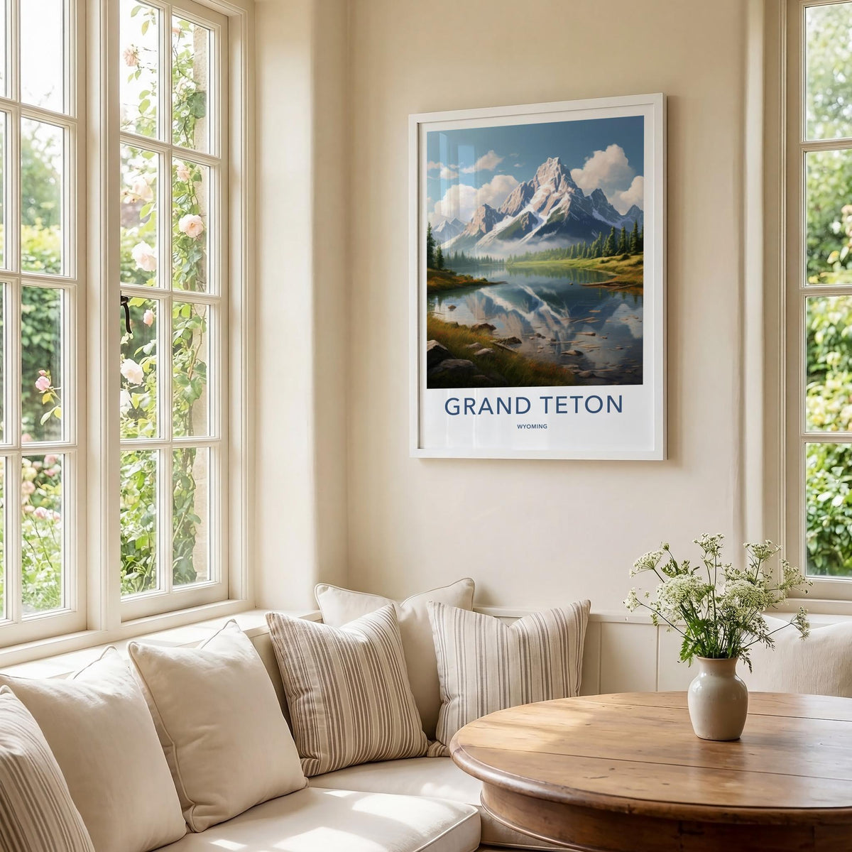 Wyoming Poster - Scenic Mountain Wall Art With Serene Lake Landscape