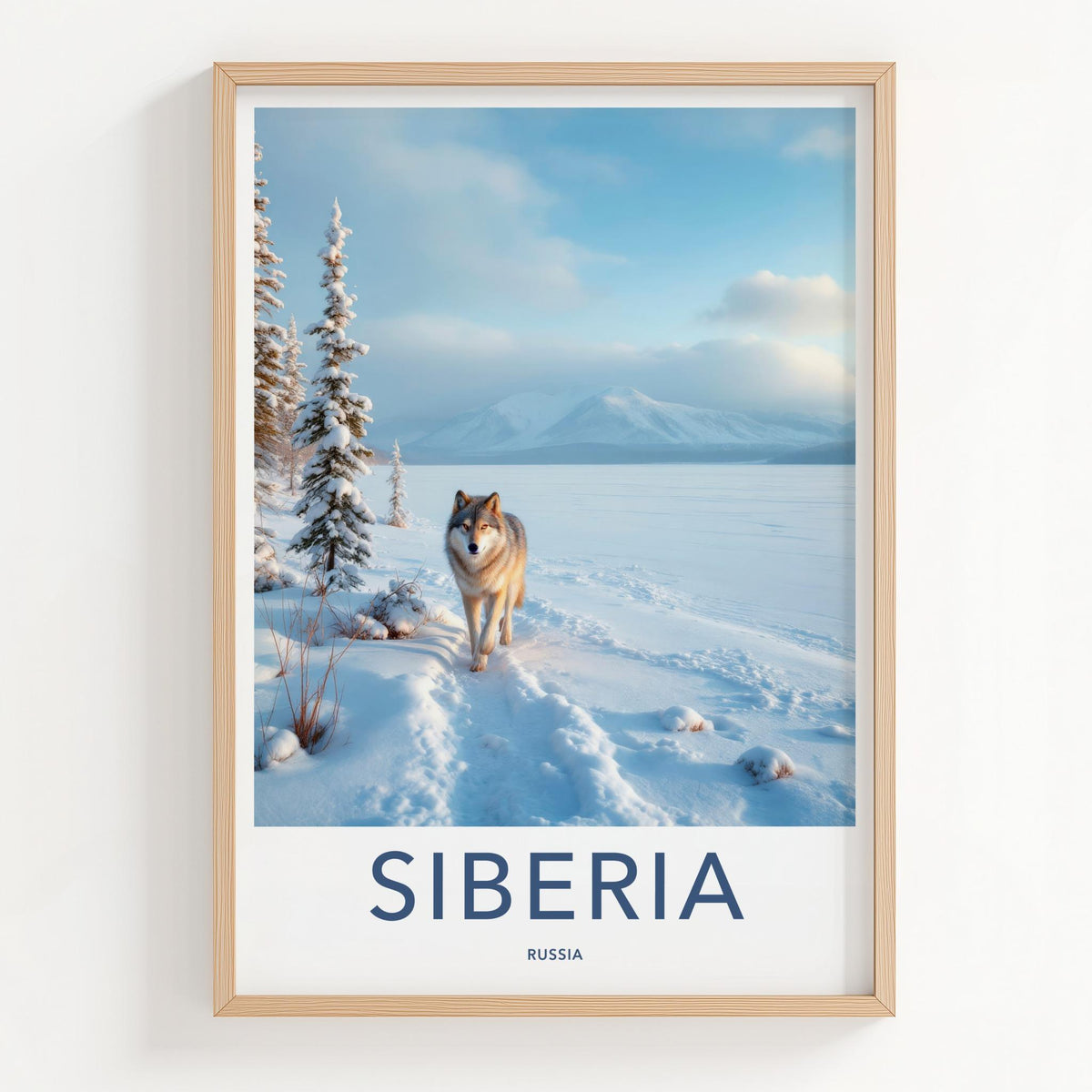 Siberia Poster - Winter Landscape Art With Majestic Forest & Wolf
