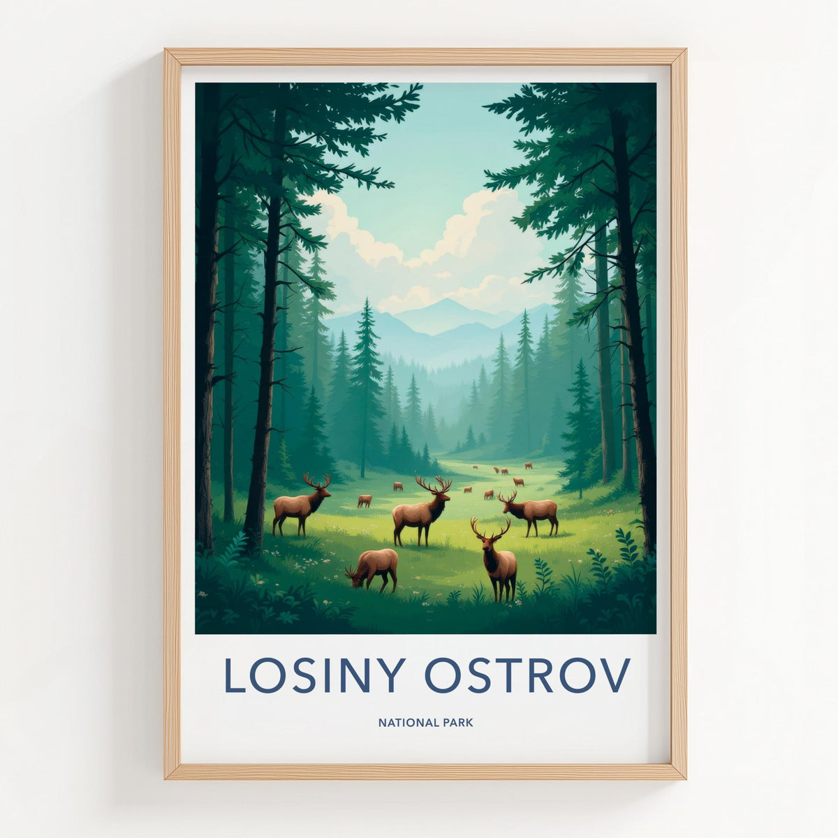 Losiny Ostrov Poster - Scenic National Park Art with Elk Forest Print