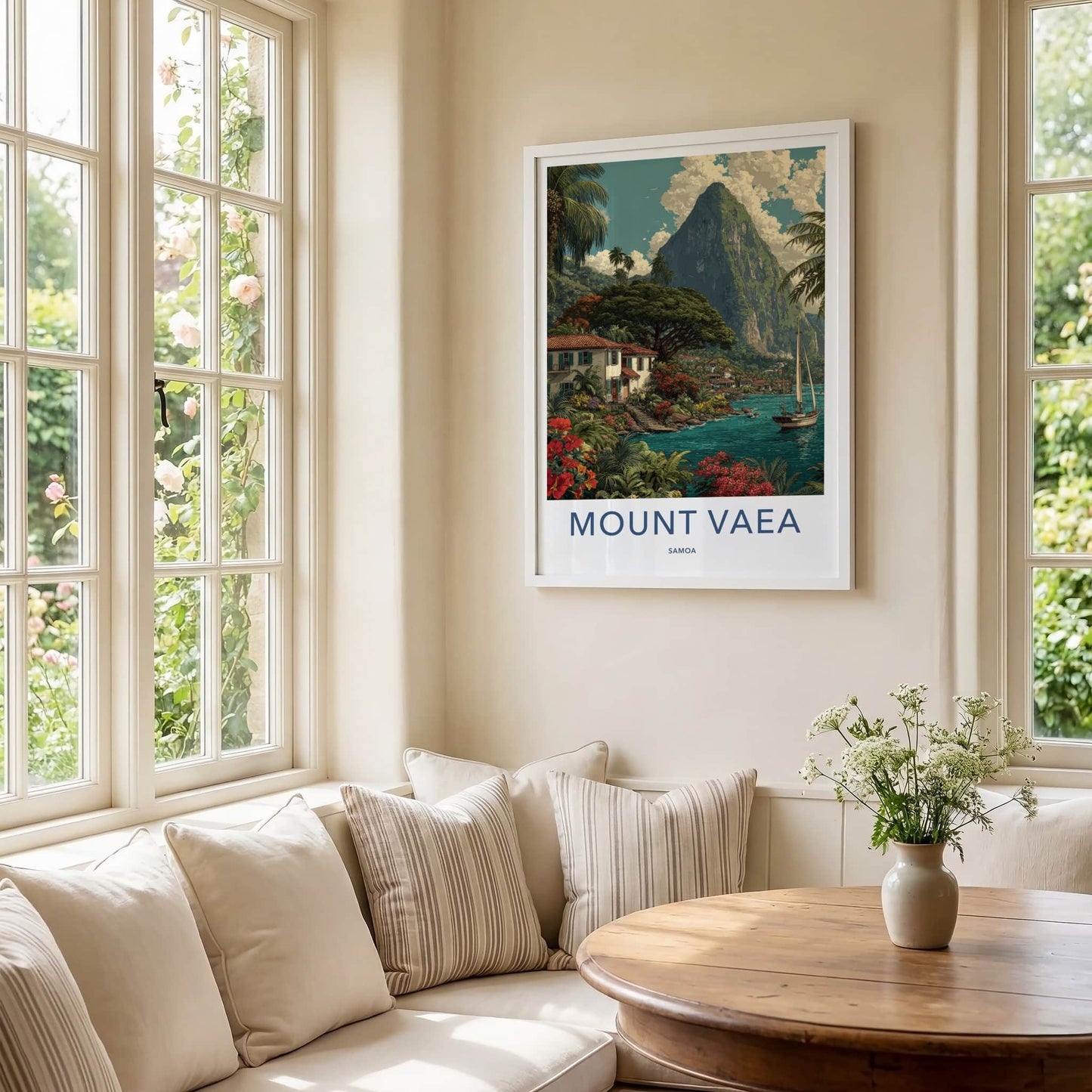 Mount Vaea Poster Samoa Tropical Waterside Village